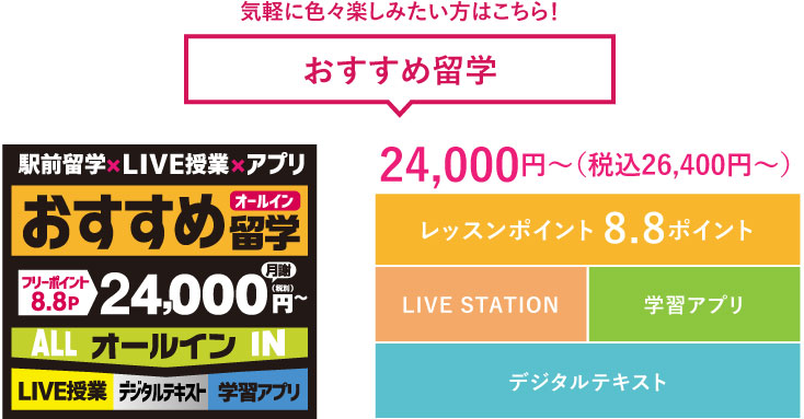 気軽に色々楽しみたい方はこちら！おすすめ留学23.000円～