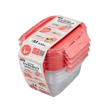 ジャストロック長方形M 430ml 4個入 レッド