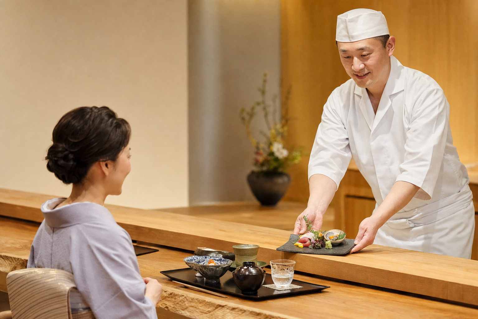 旬の食材を端正な器へ盛り付けた日本料理
