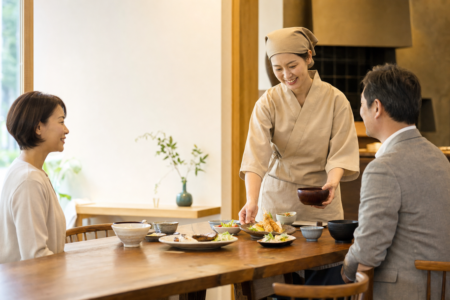 ご飯と小鉢を添えた和食の定食