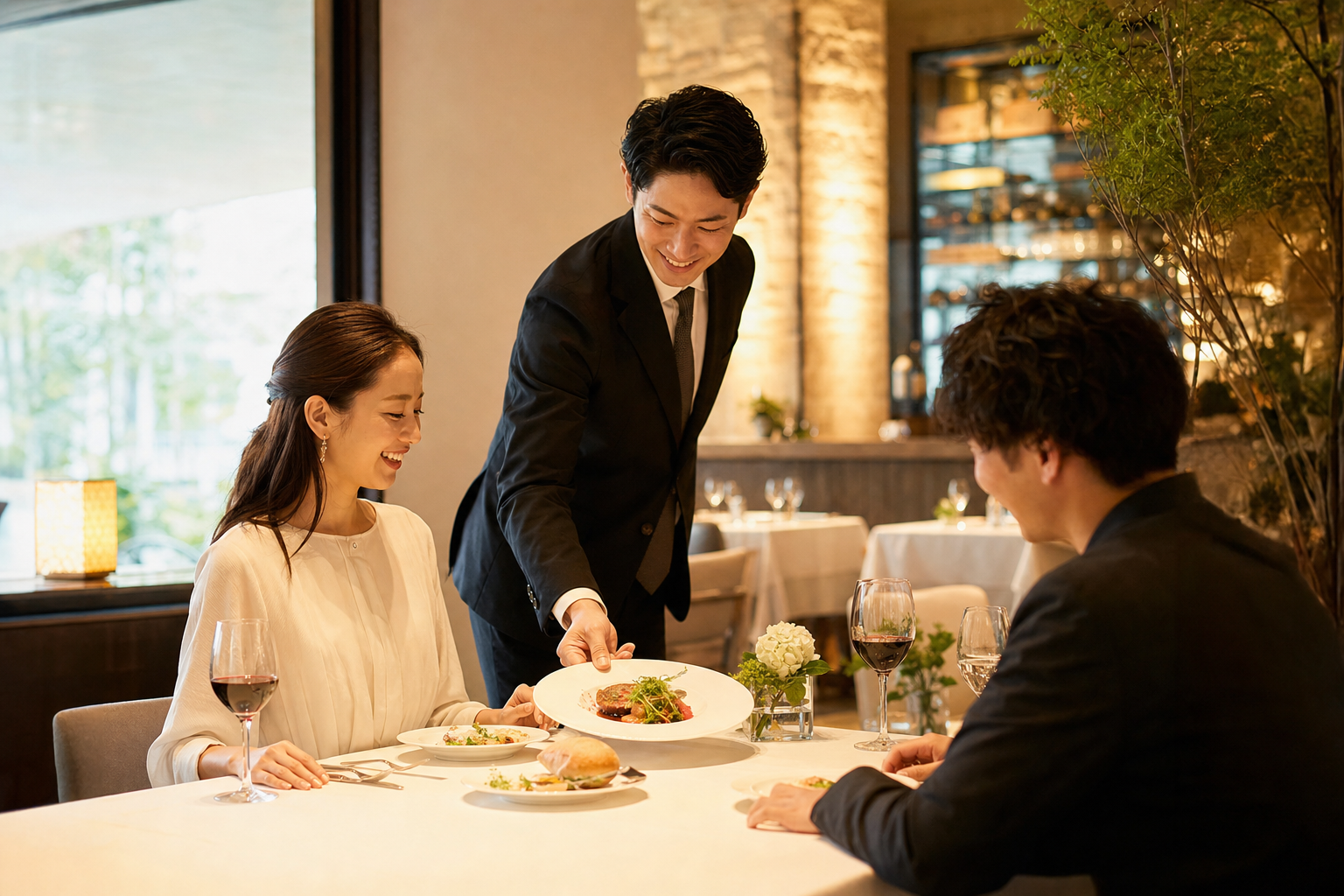 料理を囲みワイングラスを合わせる食卓