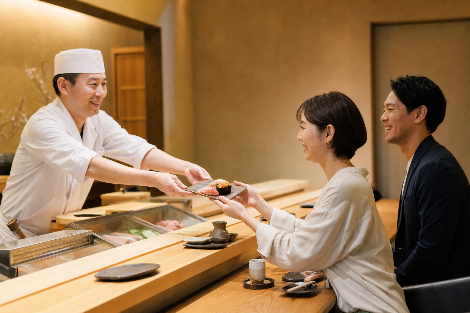 暖色の照明に包まれた落ち着いた店内