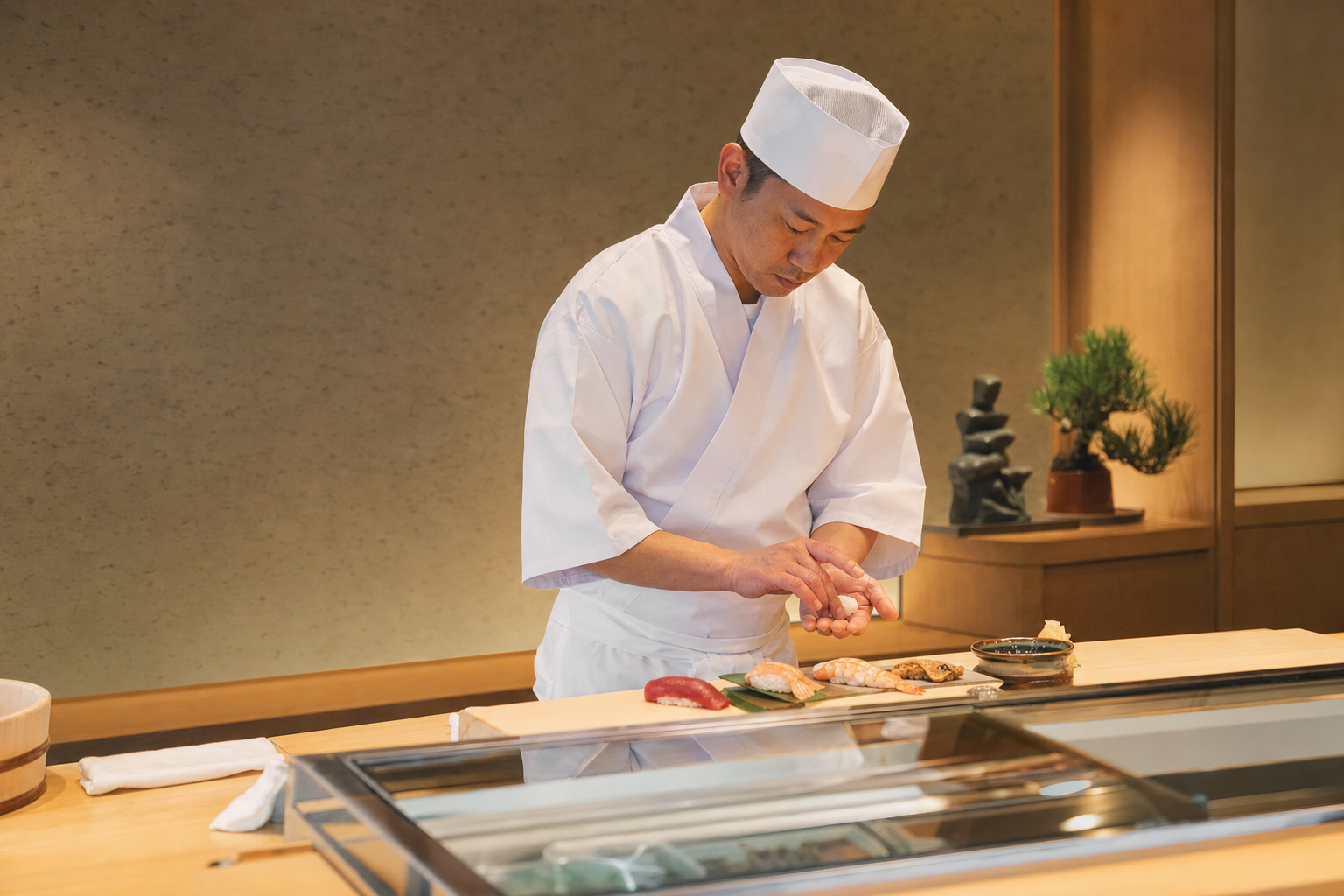 職人が料理の仕込みを進める手元