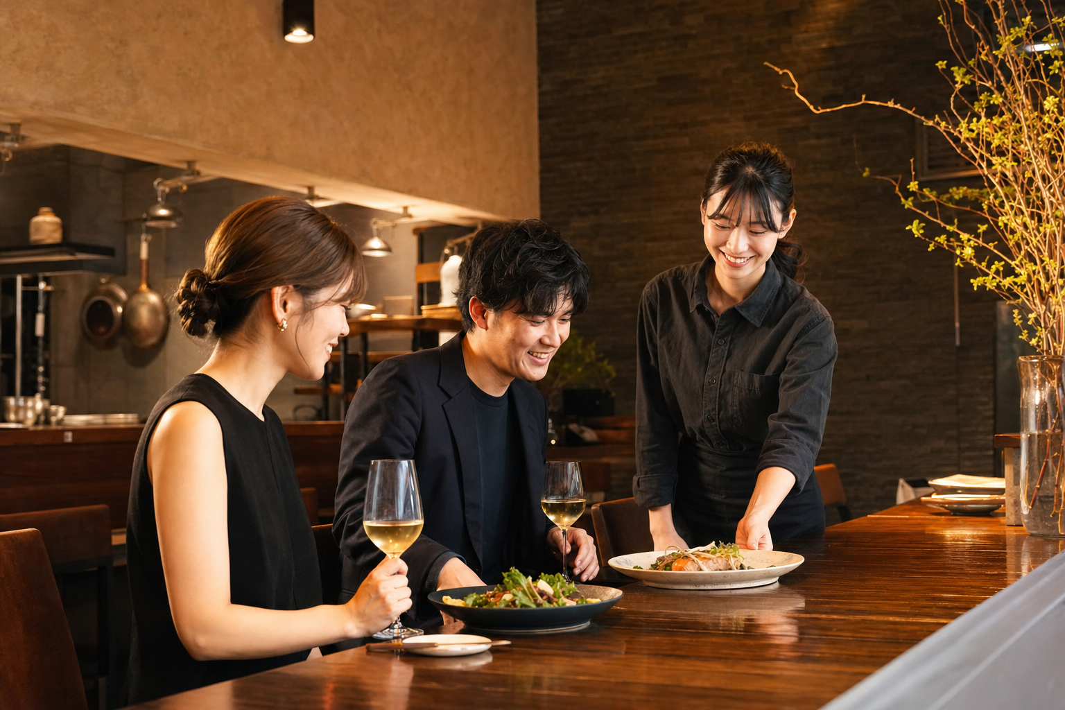 銀座バー 月灯り - 客が料理を楽しむ自然な利用場面