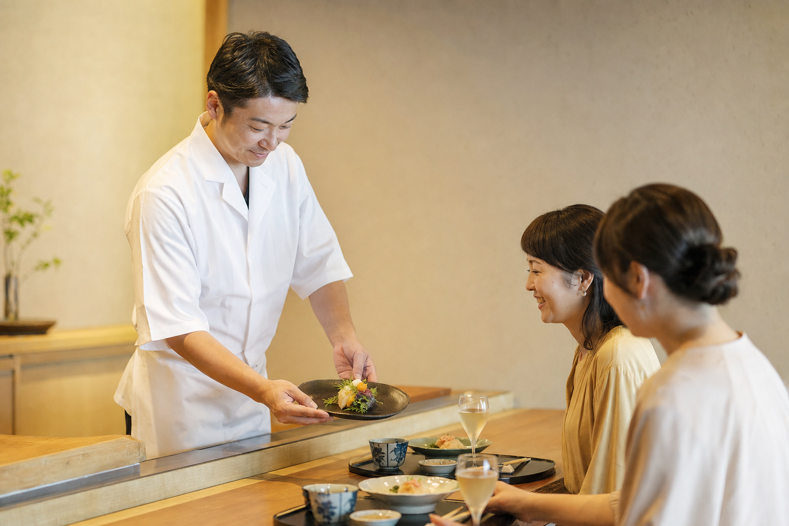 器に美しく盛り付けられた日本料理