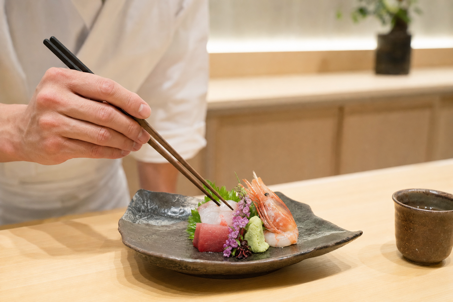 旬の食材を盛り付けた日本料理