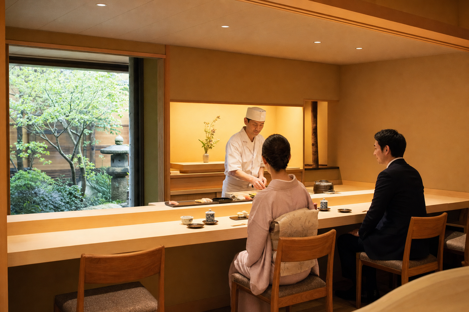暖簾と温かな灯りが迎える割烹 新橋こまちの外観
