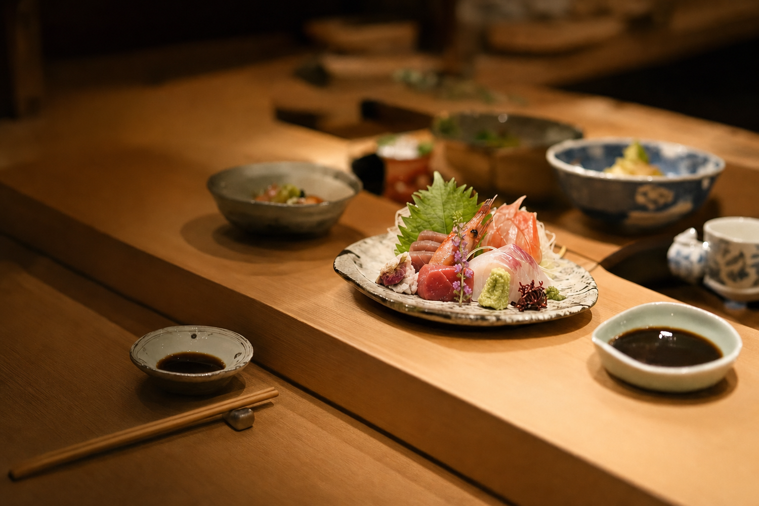 問い合わせを受け付ける割烹 新橋こまちの温かな店内