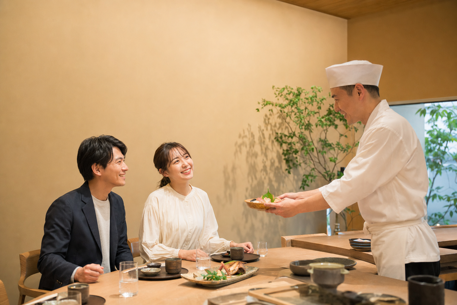 日本料理をゆっくり味わう食事の空間