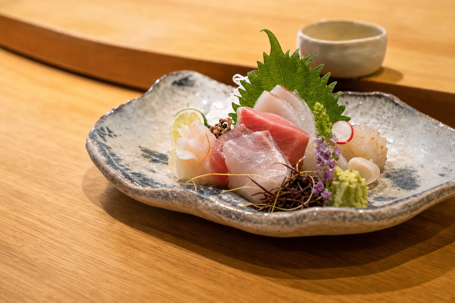落ち着いた店内で味わう季節のお造り