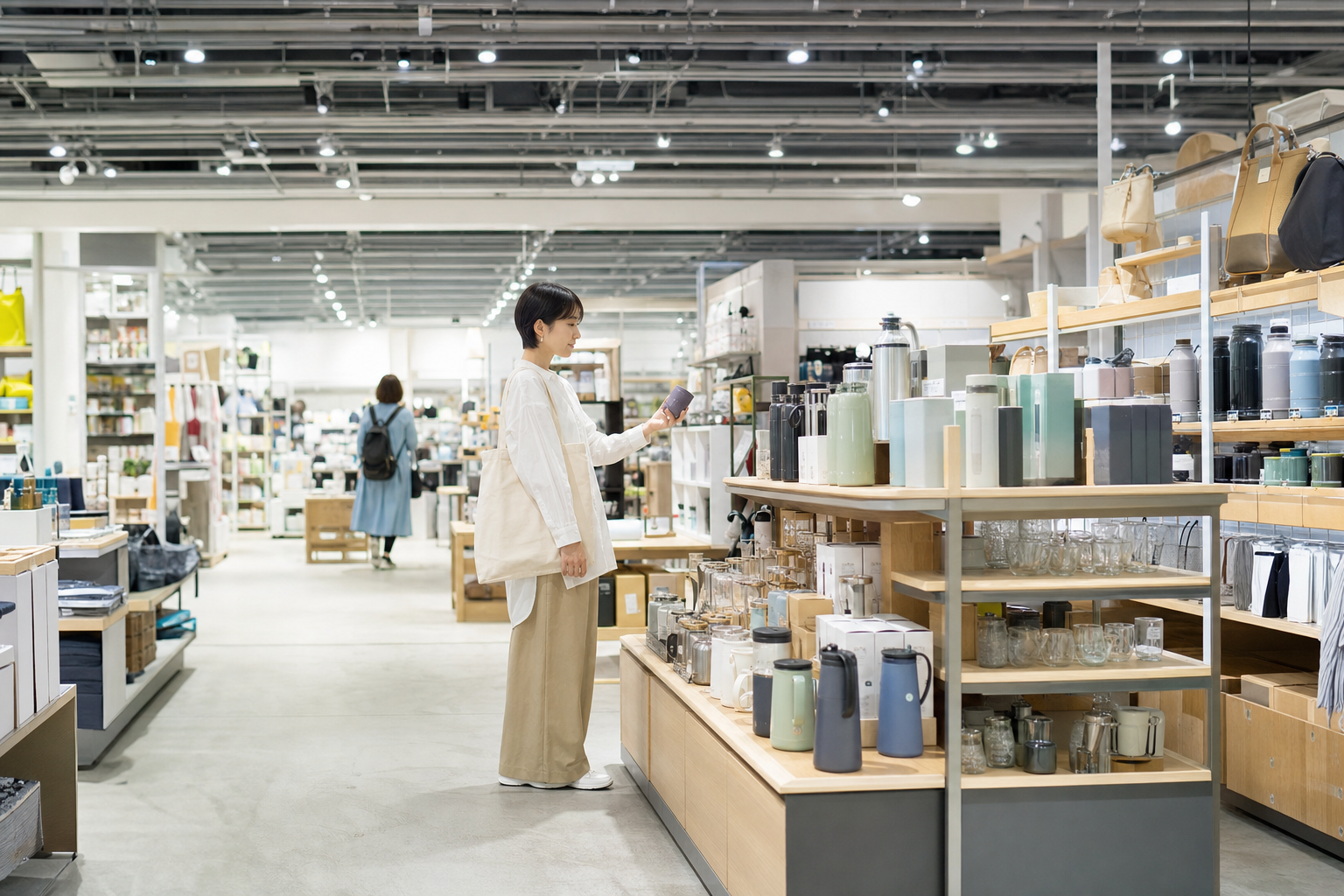 売場を案内する黄色いサイン