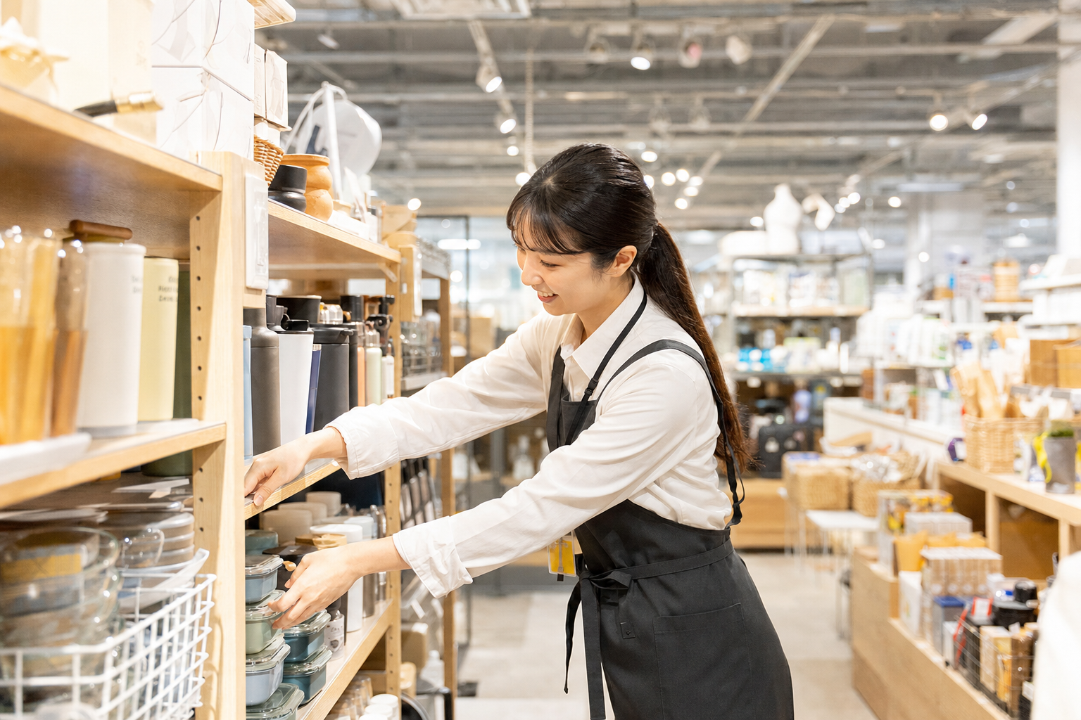 店内で案内に対応するスタッフの様子
