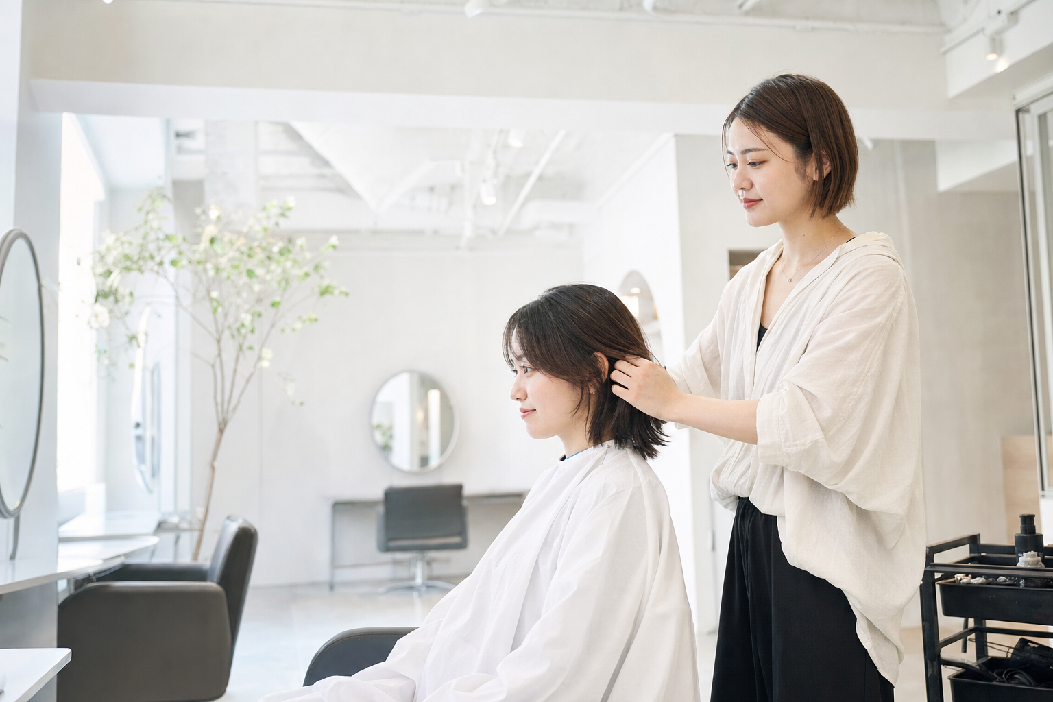自然な質感に整えられたヘアスタイル