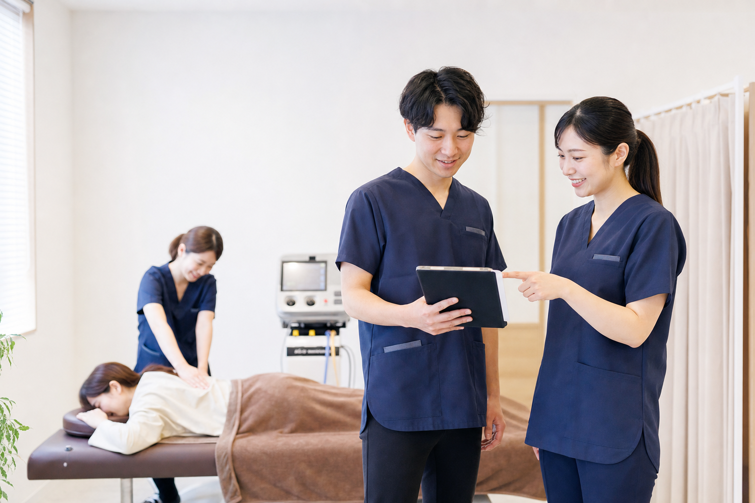来院時の案内を行う青山さくら整骨院のスタッフ