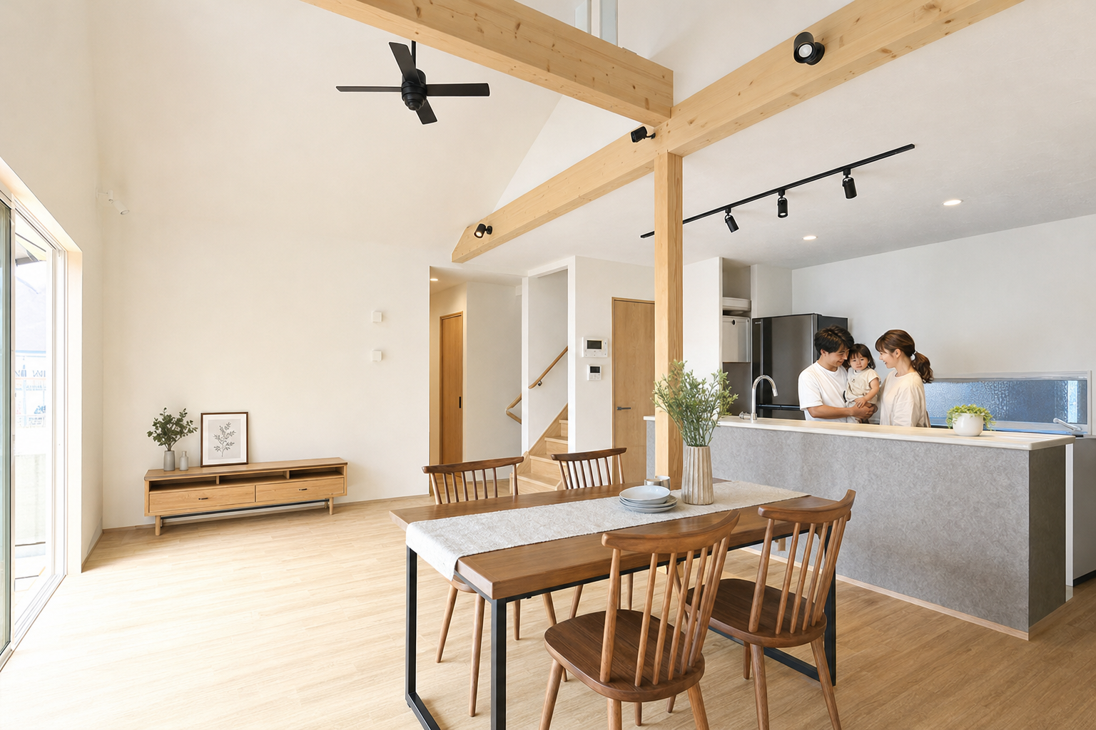 木を生かした建物の室内