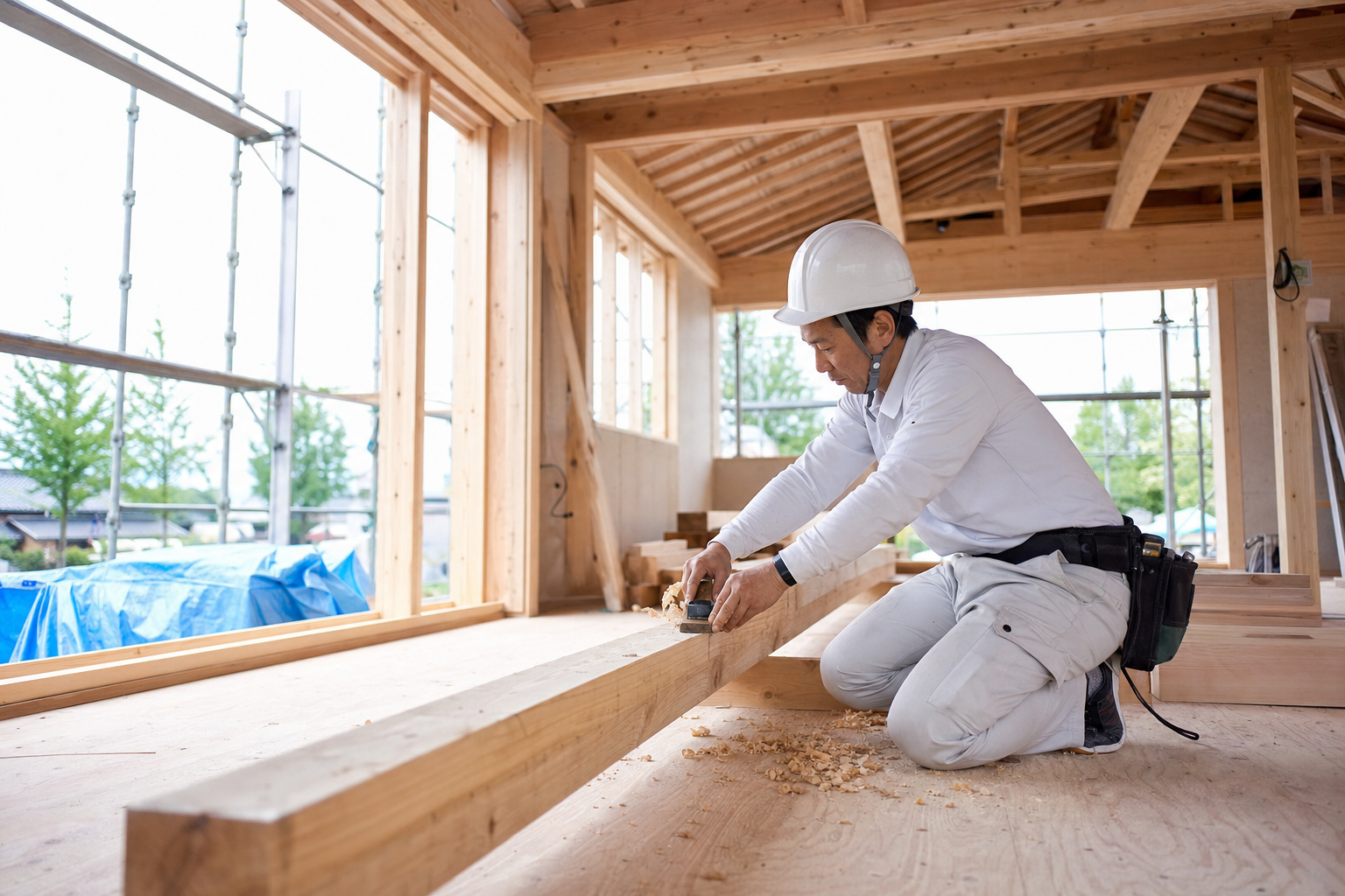 木材を加工する職人