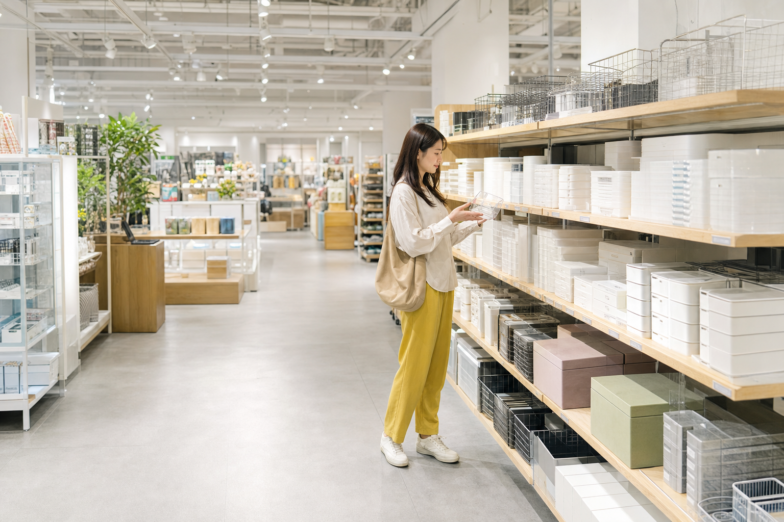 生活雑貨を見ながら買い物を楽しむ売場の様子