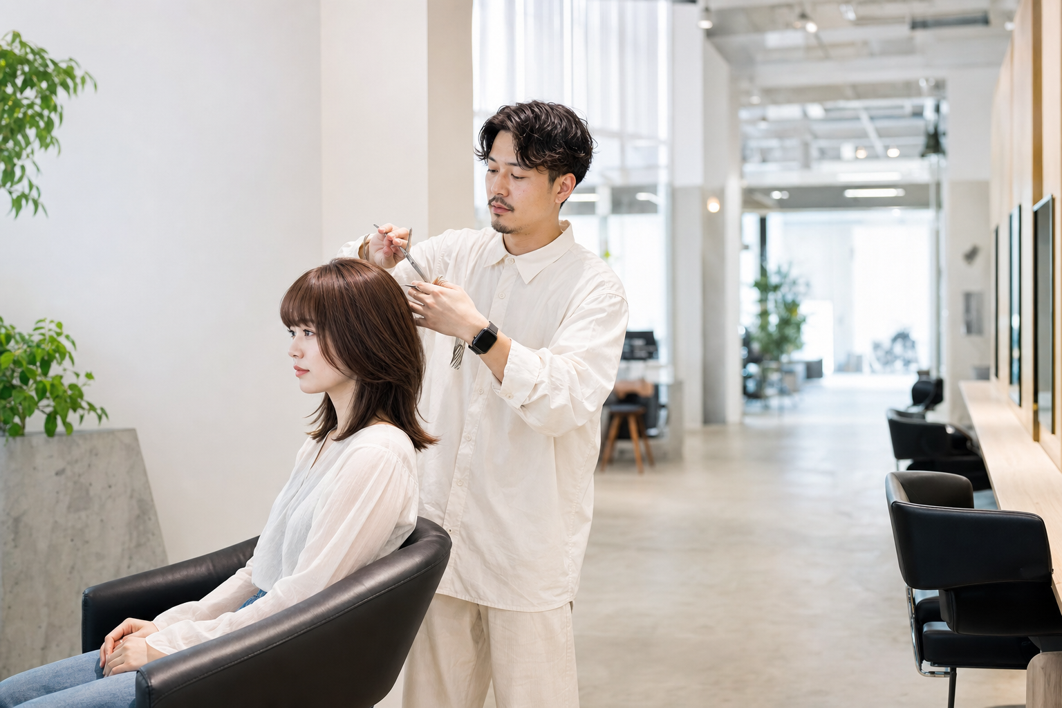 自然な動きと柔らかな質感を生かしたヘアスタイル