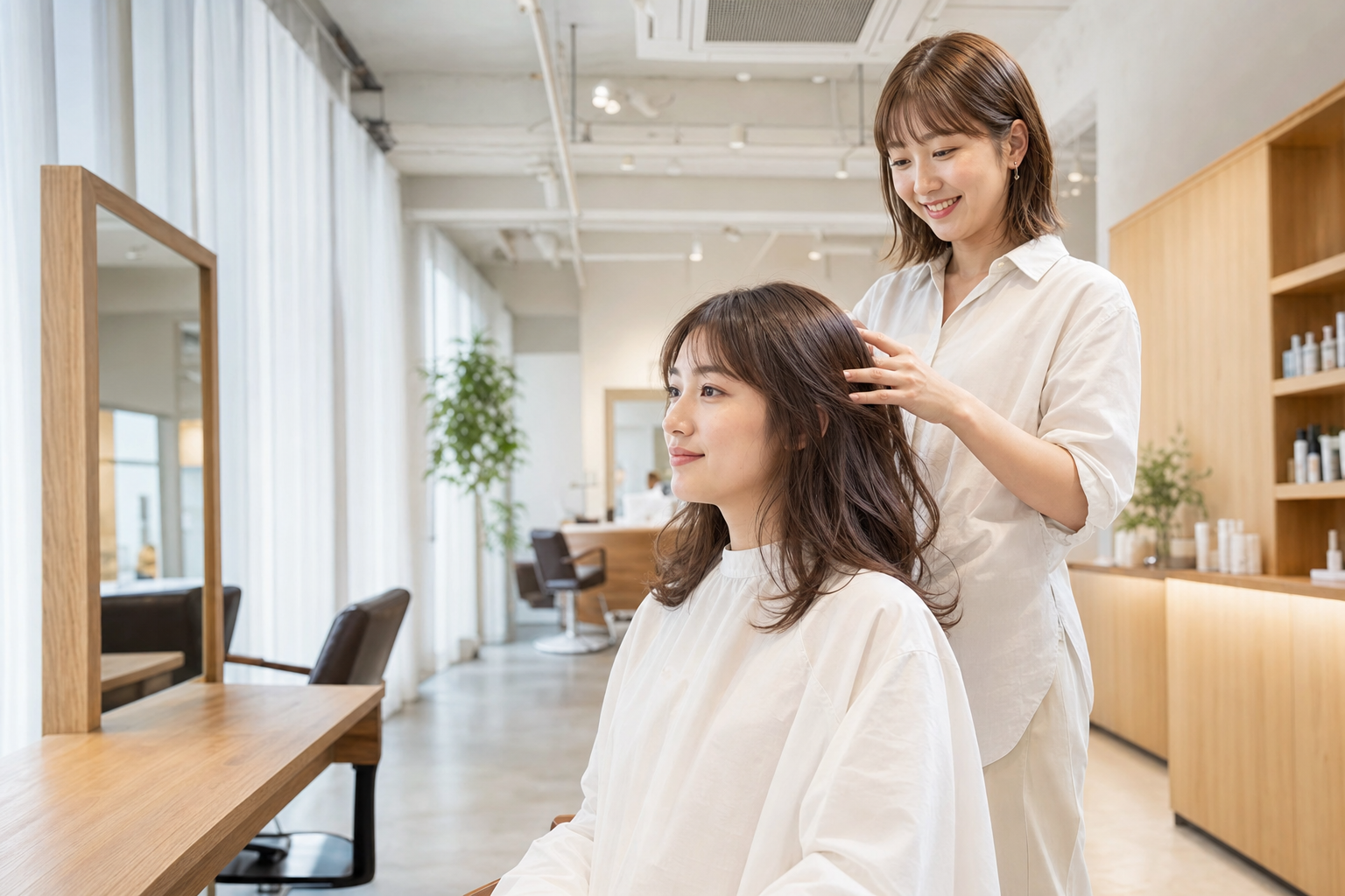自然な毛流れと質感を生かしたヘアスタイル