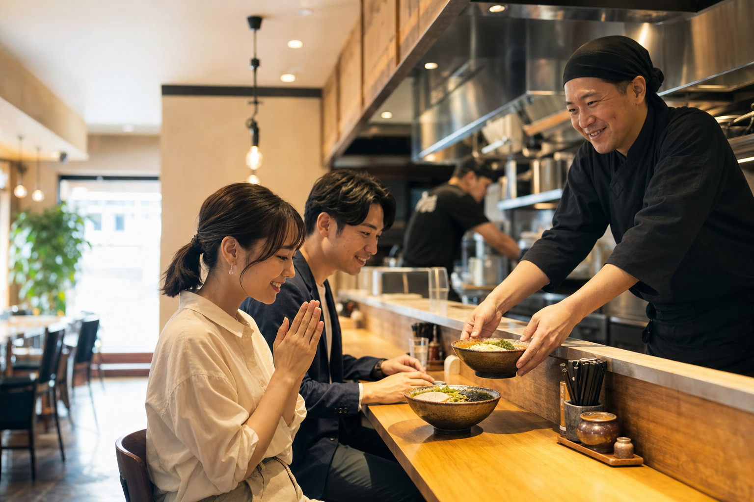 麺料理を楽しむ食事空間のイメージ
