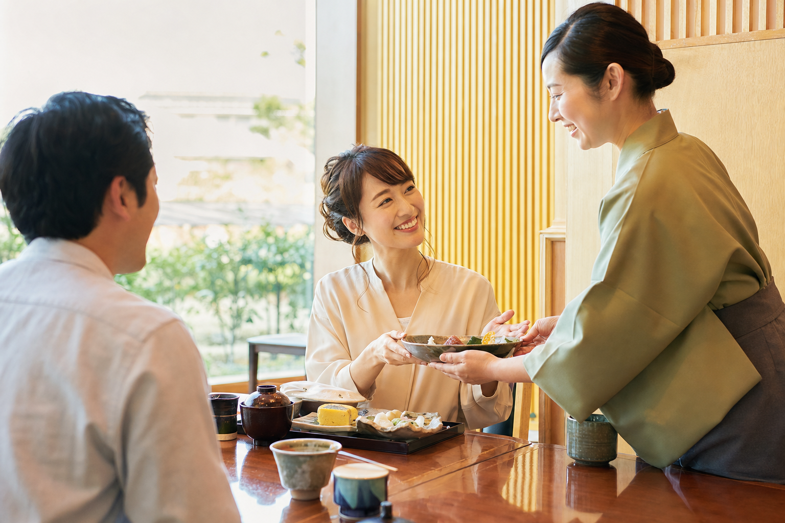 割烹 御成門 - 客が料理を楽しむ自然な利用場面